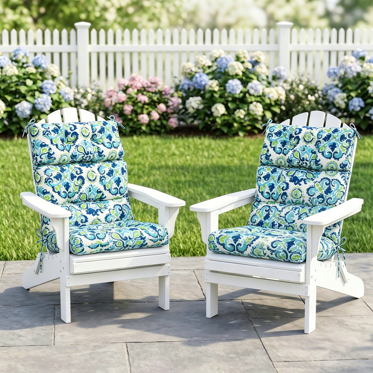 Tufted Outdoor/Indoor High Back Patio Chair Cushion, Set of 2, 46'' x 22'' - Eagle Peak