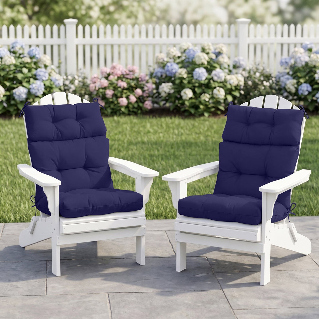 Tufted Outdoor/Indoor High Back Patio Chair Cushion, Set of 2, 46'' x 22'' - Eagle Peak