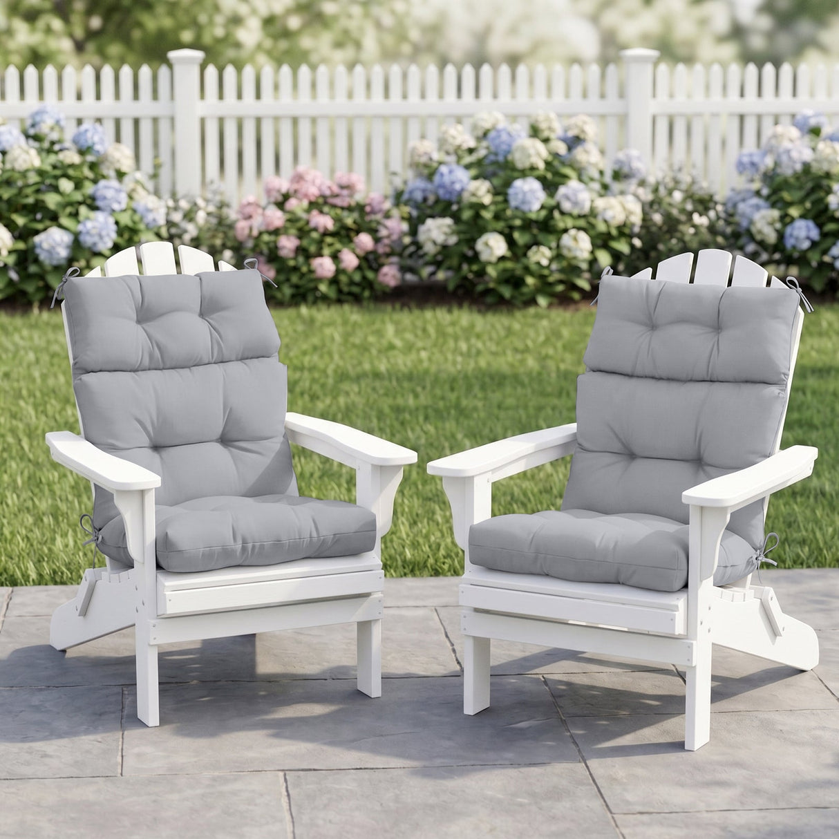 Tufted Outdoor/Indoor High Back Patio Chair Cushion, Set of 2, 46'' x 22'' - Eagle Peak