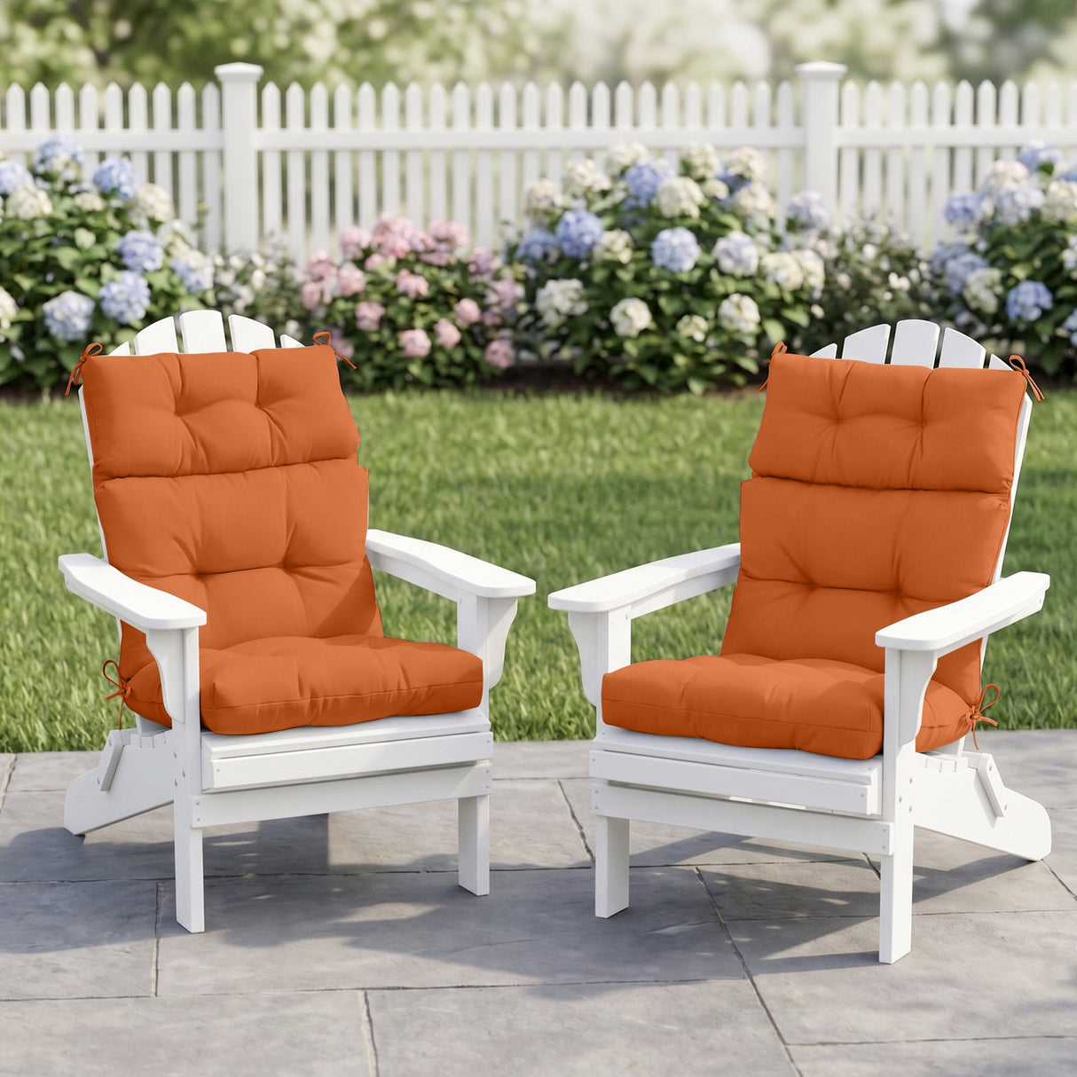 Tufted Outdoor/Indoor High Back Patio Chair Cushion, Set of 2, 46'' x 22'' - Eagle Peak