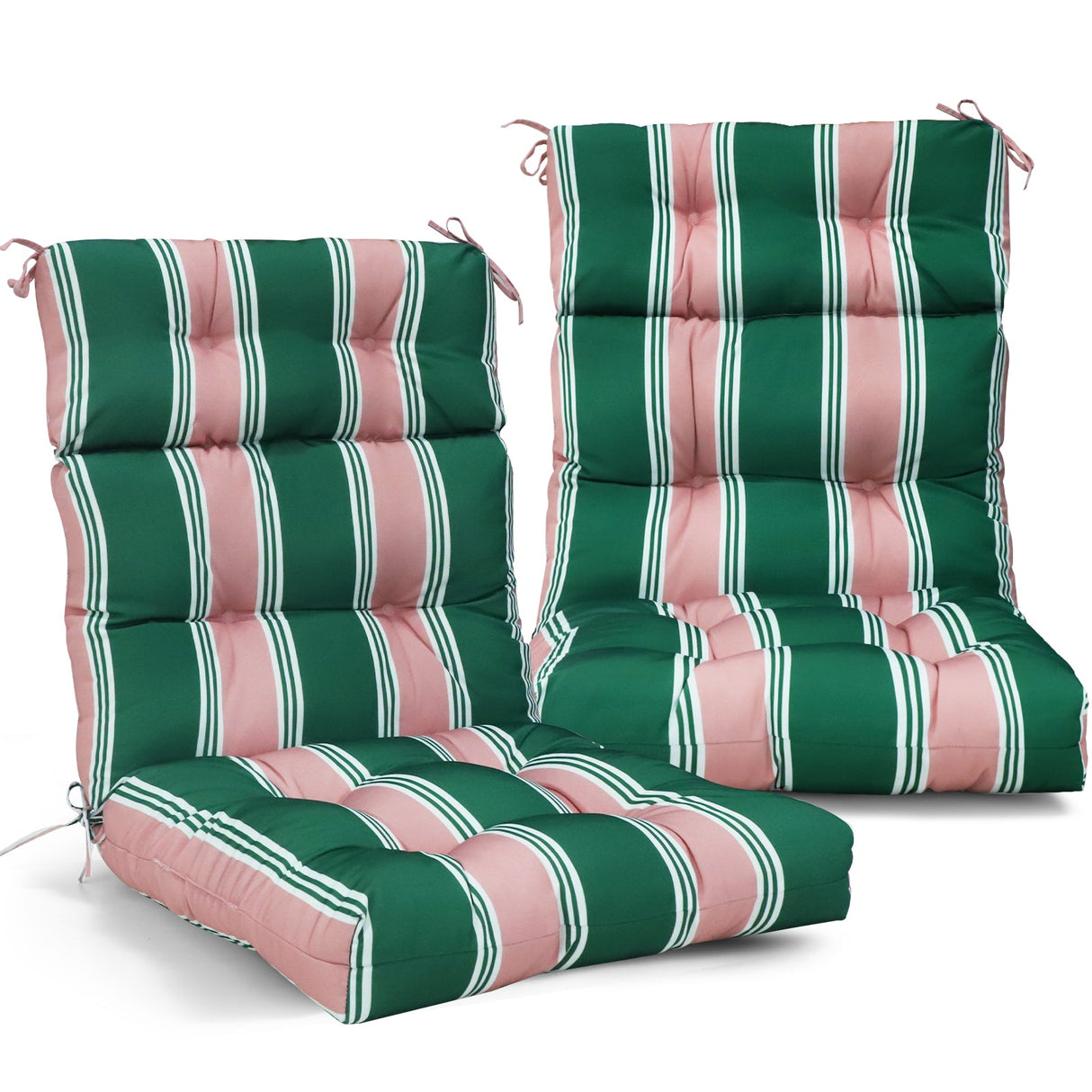 Tufted Outdoor/Indoor High Back Patio Chair Cushion, Set of 2, 46'' x 22'' - Eagle Peak Custom Canopy Tent