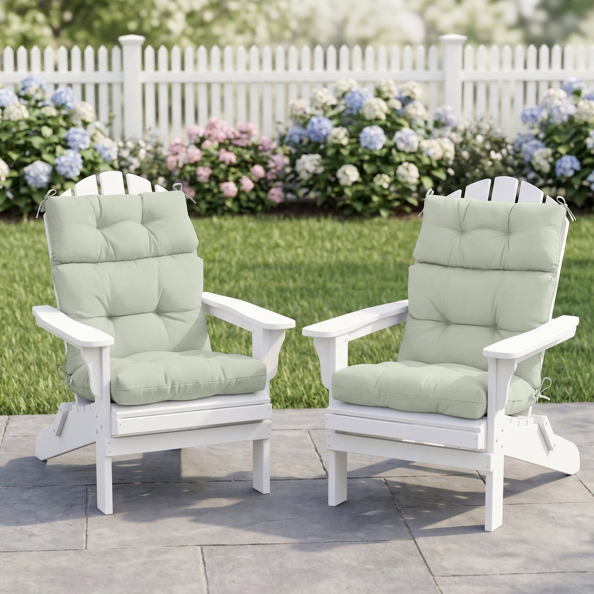 Tufted Outdoor/Indoor High Back Patio Chair Cushion, Set of 2, 46'' x 22'' - Eagle Peak