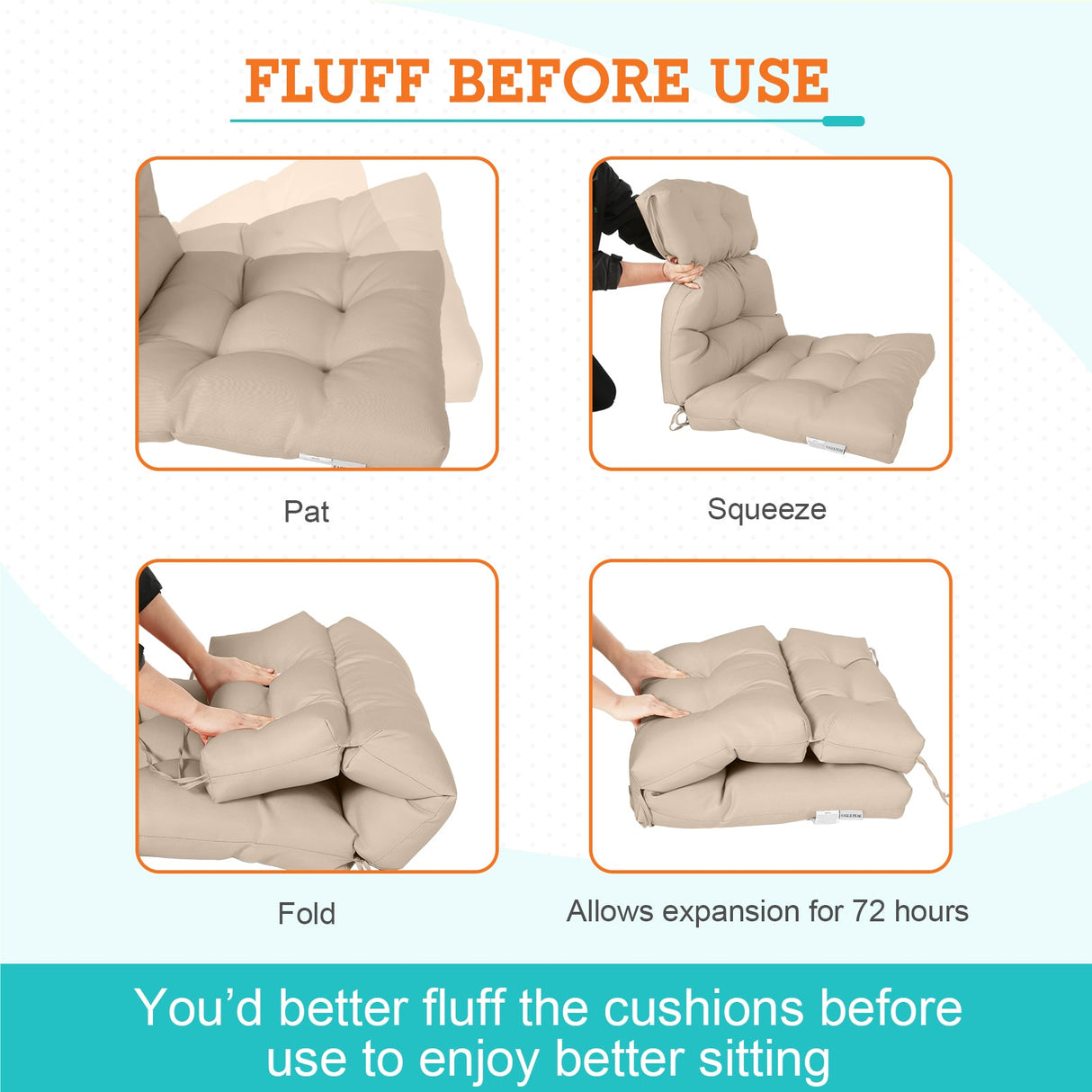 Tufted Outdoor/Indoor High Back Patio Chair Cushion, Set of 2, 46'' x 22'' - Eagle Peak Custom Canopy Tent