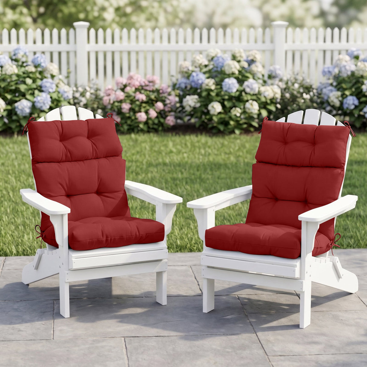 Tufted Outdoor/Indoor High Back Patio Chair Cushion, Set of 2, 46'' x 22'' - Eagle Peak