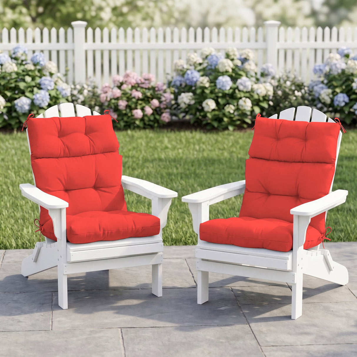 Tufted Outdoor/Indoor High Back Patio Chair Cushion, Set of 2, 46'' x 22'' - Eagle Peak