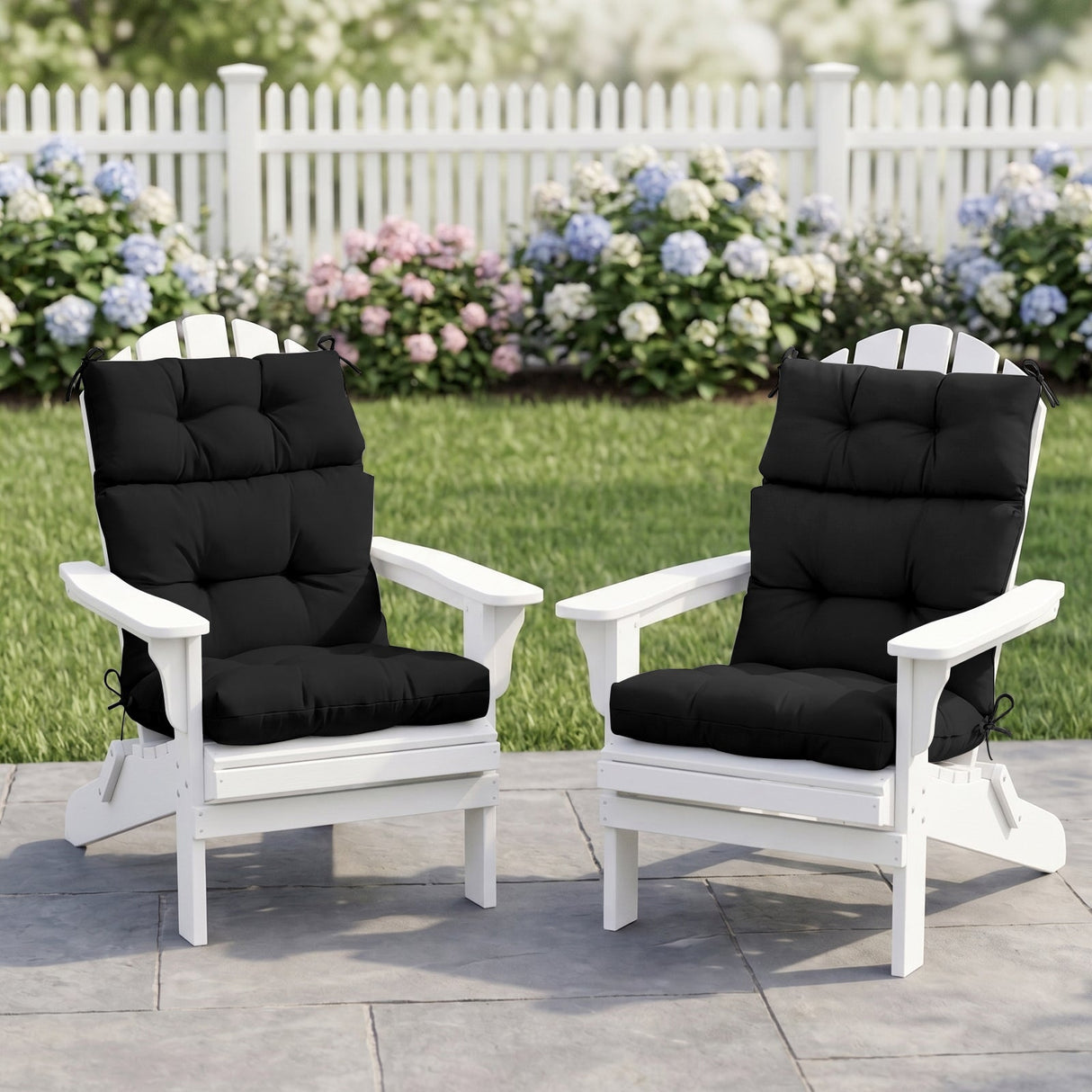Tufted Outdoor/Indoor High Back Patio Chair Cushion, Set of 2, 46'' x 22'' - Eagle Peak