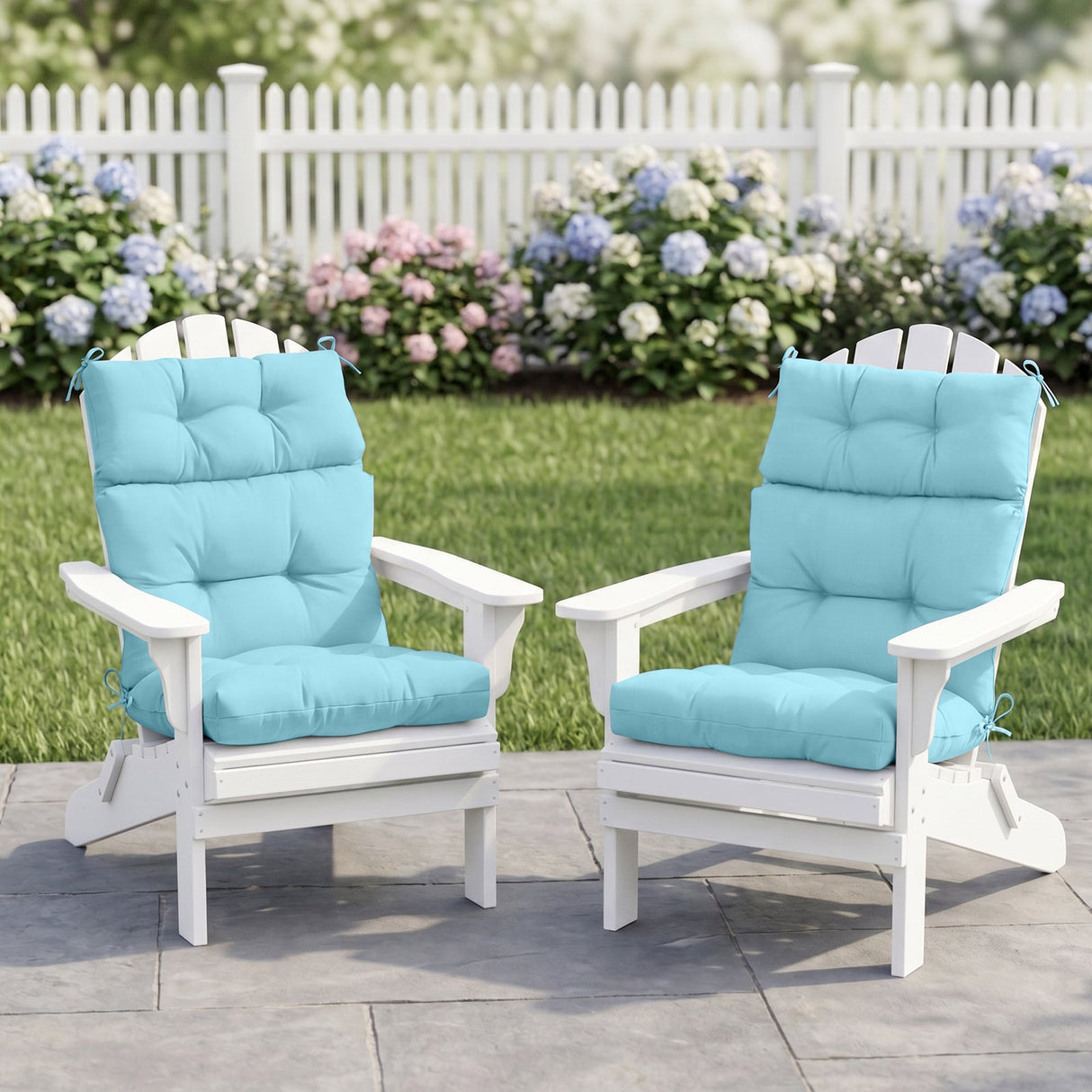 Tufted Outdoor/Indoor High Back Patio Chair Cushion, Set of 2, 46'' x 22'' - Eagle Peak