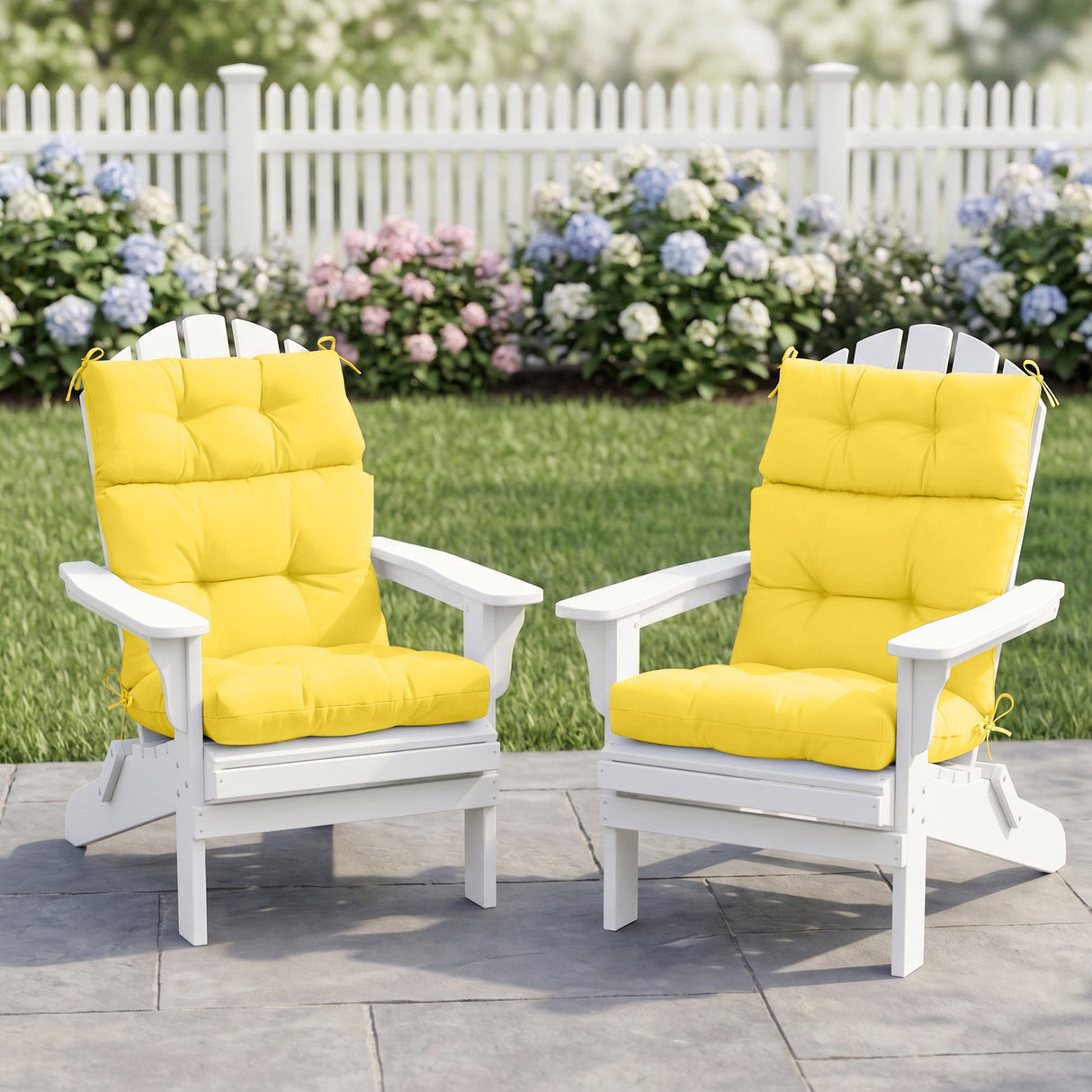 Tufted Outdoor/Indoor High Back Patio Chair Cushion, Set of 2, 46'' x 22'' - Eagle Peak