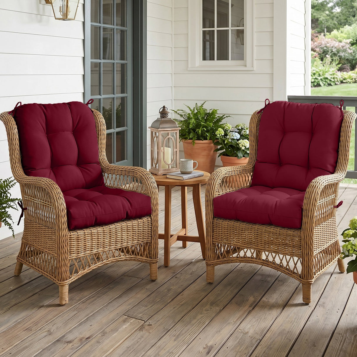 Tufted Outdoor/Indoor Seat/Back Chair Cushion, Set of 2, 42'' x 21'' - Eagle Peak