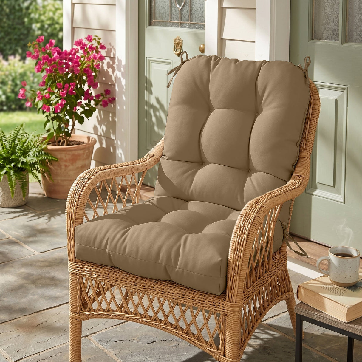 Tufted Outdoor/Indoor Seat/Back Chair Cushion, Set of 2, 42'' x 21'' - Eagle Peak