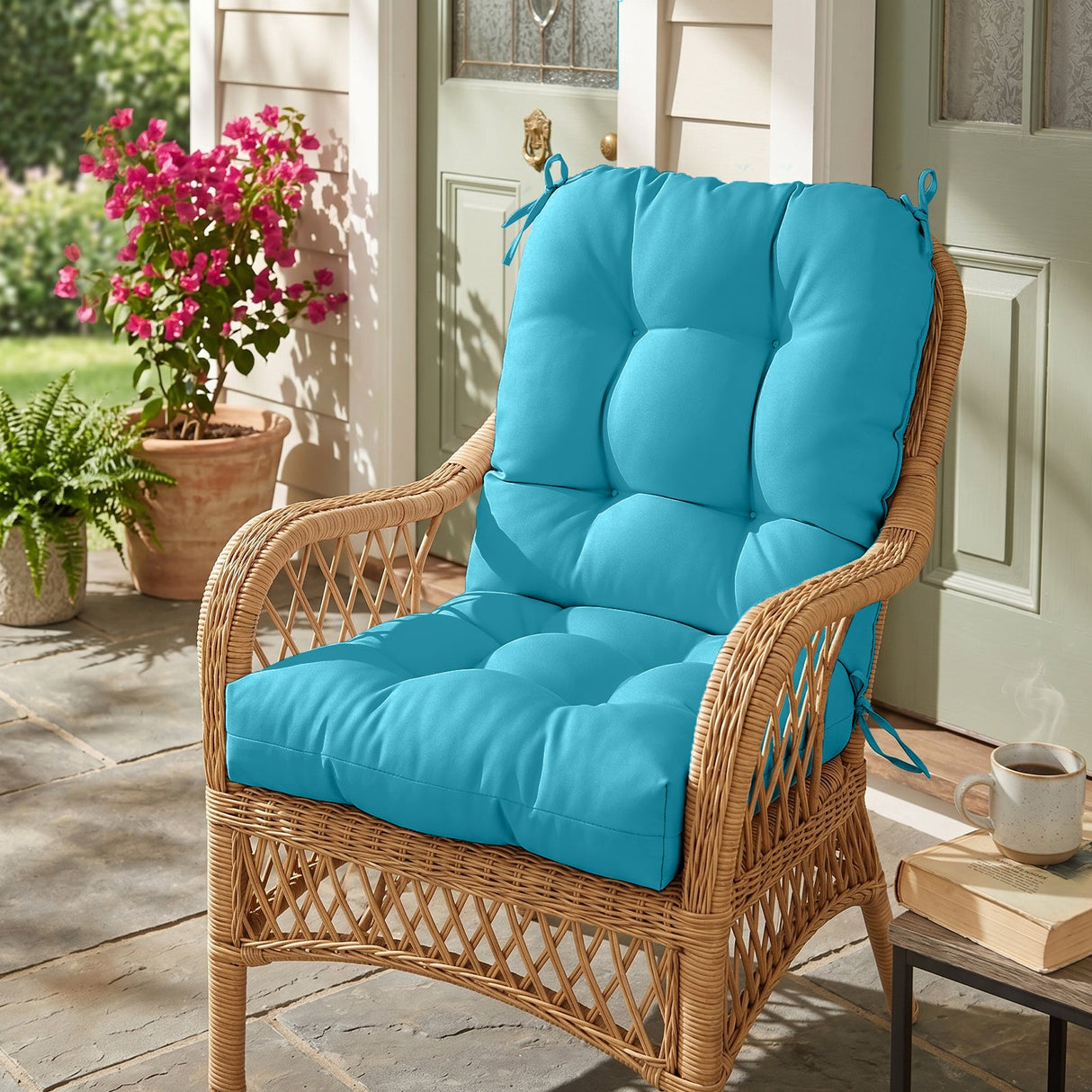 Tufted Outdoor/Indoor Seat/Back Chair Cushion, Set of 2, 42'' x 21'' - Eagle Peak