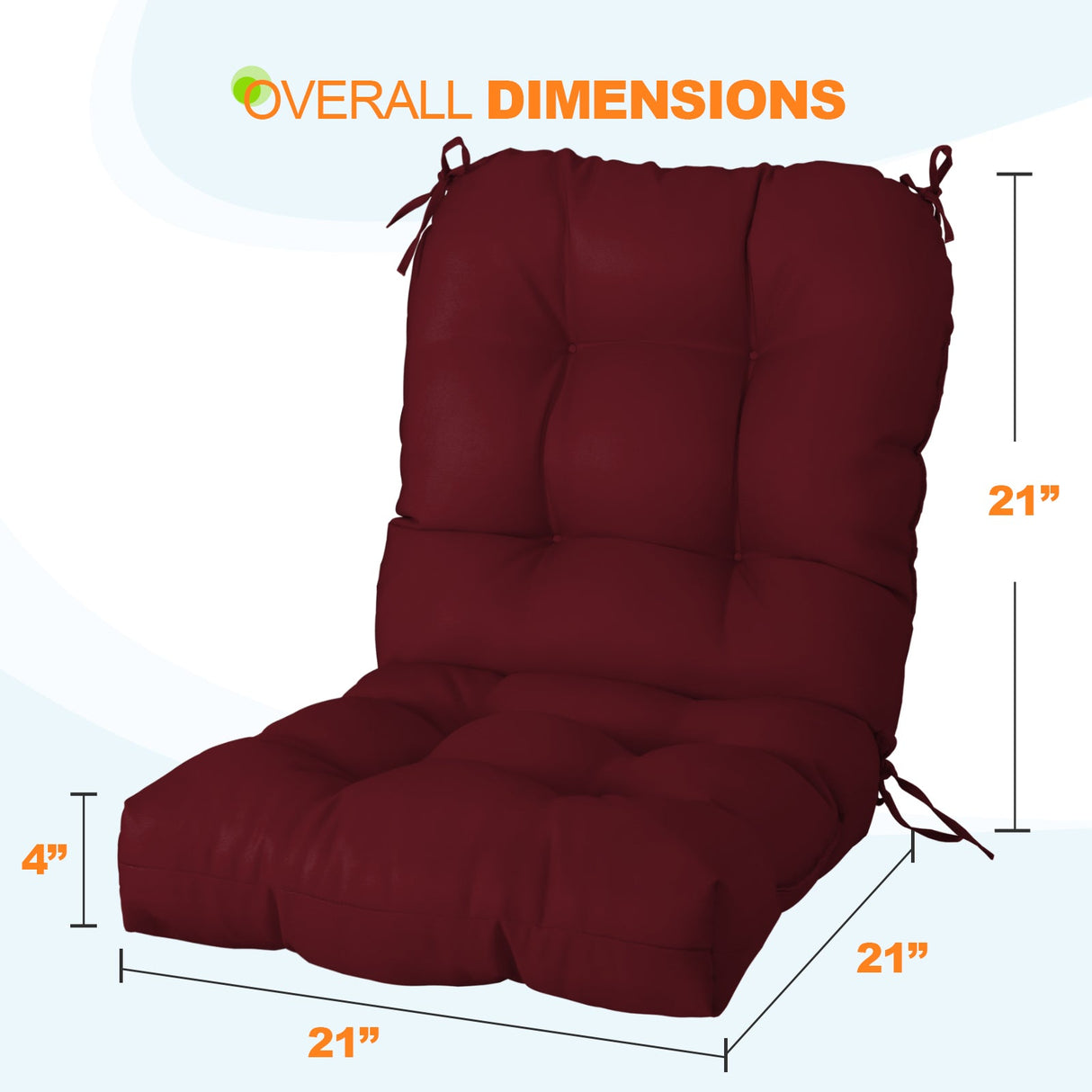 Tufted Outdoor/Indoor Seat/Back Chair Cushion, Set of 2, 42'' x 21'' - Eagle Peak Custom Canopy Tent