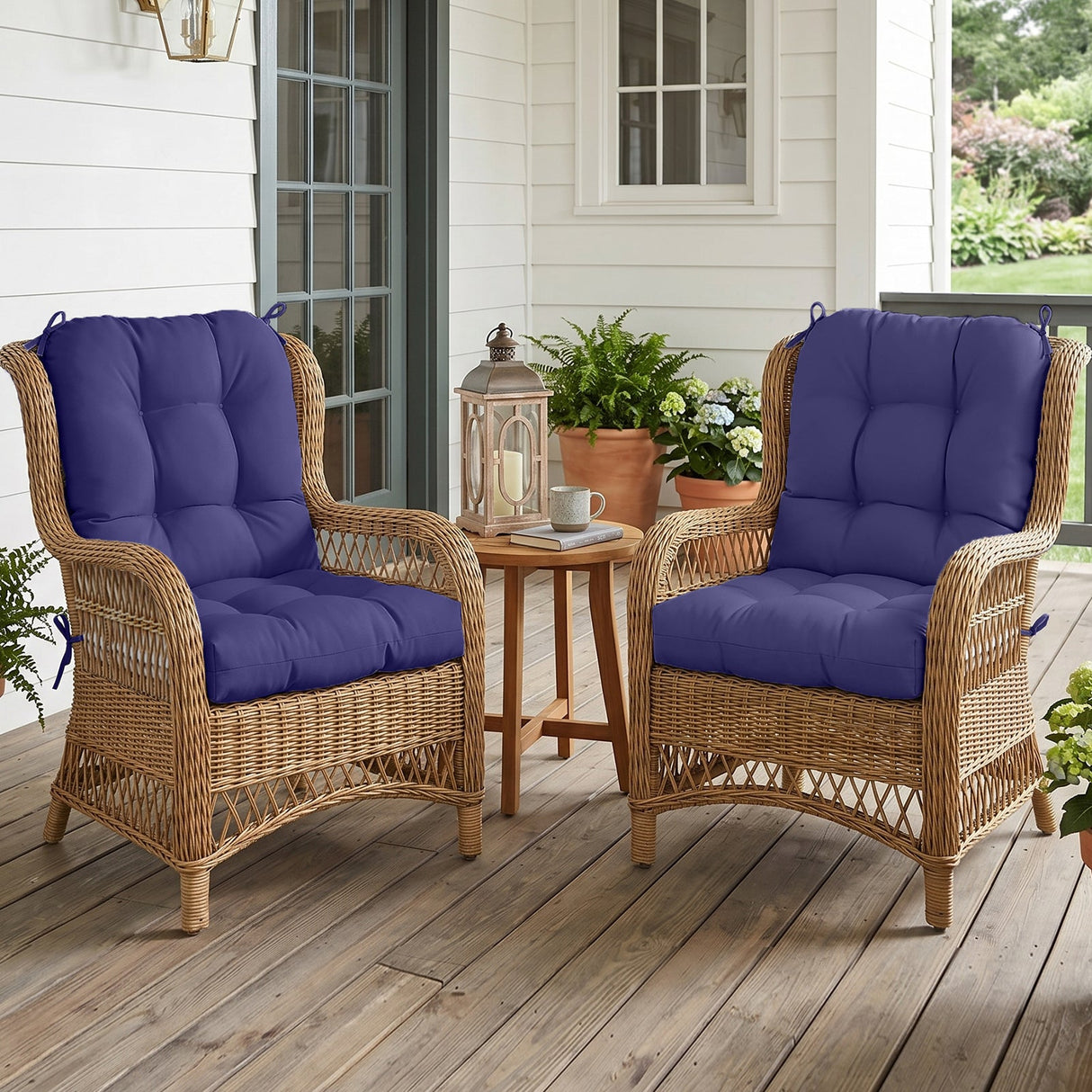 Tufted Outdoor/Indoor Seat/Back Chair Cushion, Set of 2, 42'' x 21'' - Eagle Peak