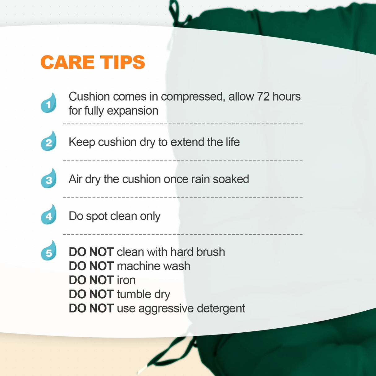 Tufted Outdoor/Indoor Seat/Back Chair Cushion, Set of 2, 42'' x 21'' - Eagle Peak Custom Canopy Tent