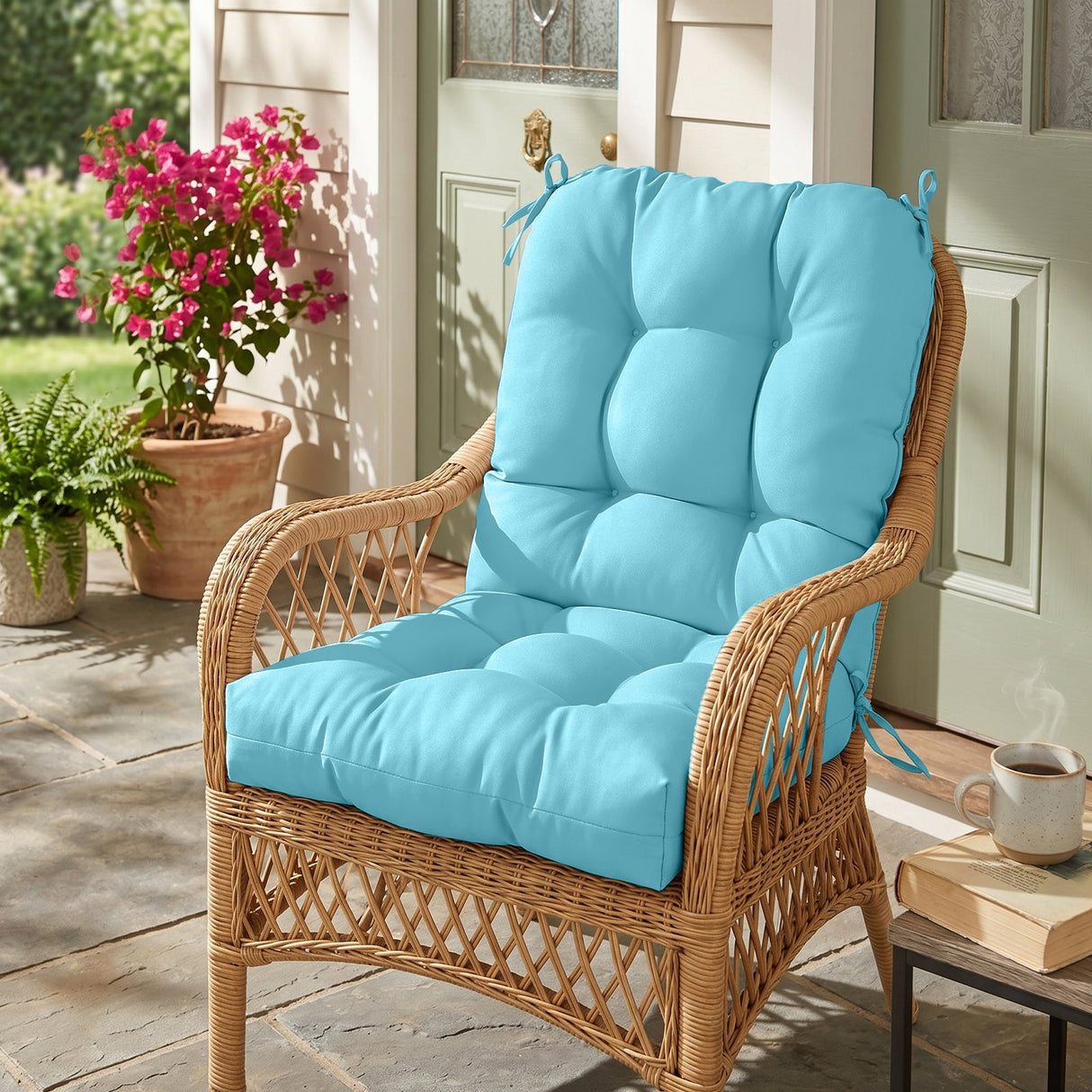 Tufted Outdoor/Indoor Seat/Back Chair Cushion, Set of 2, 42'' x 21'' - Eagle Peak