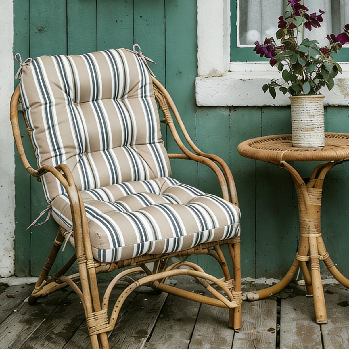 Tufted Outdoor/Indoor Seat/Back Chair Cushions, Set of 1, 42'' x 21'' - Eagle Peak Custom Canopy Tent