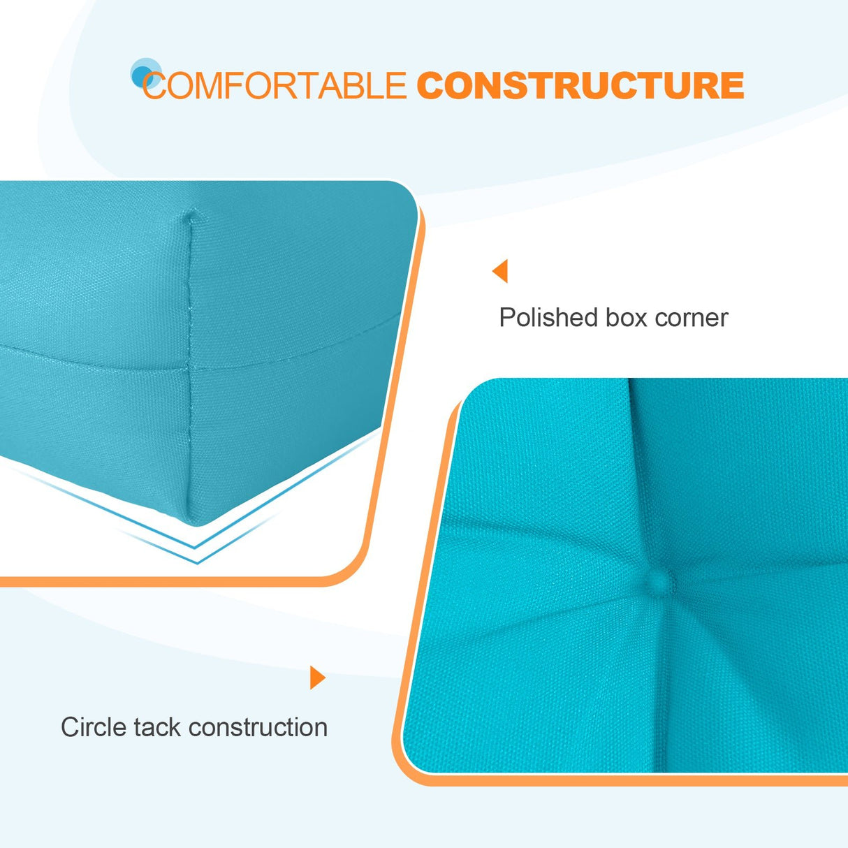 Tufted Outdoor/Indoor Seat/Back Chair Cushions, Set of 1, 42'' x 21'' - Eagle Peak Custom Canopy Tent