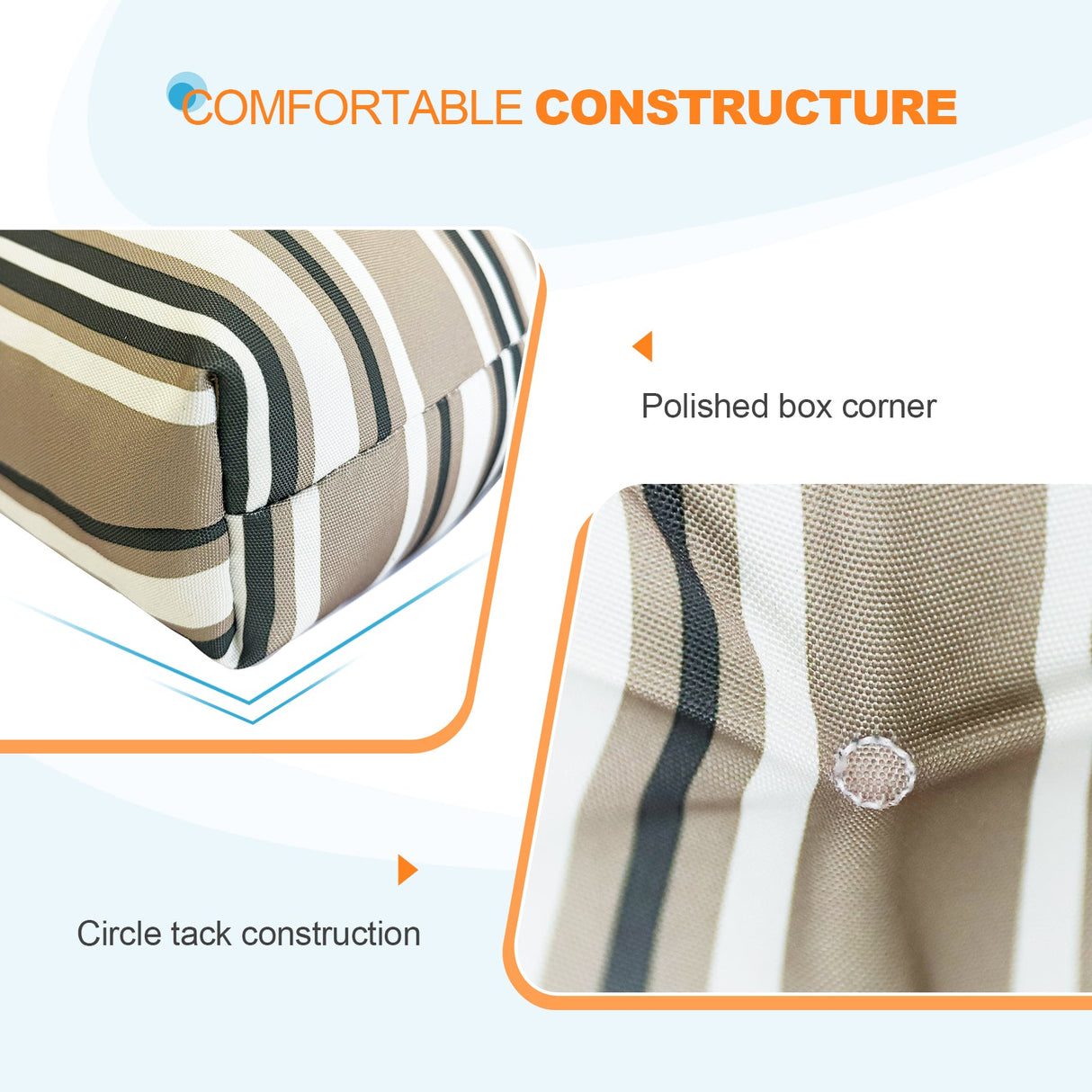 Tufted Outdoor/Indoor Seat/Back Chair Cushions, Set of 1, 42'' x 21'' - Eagle Peak Custom Canopy Tent