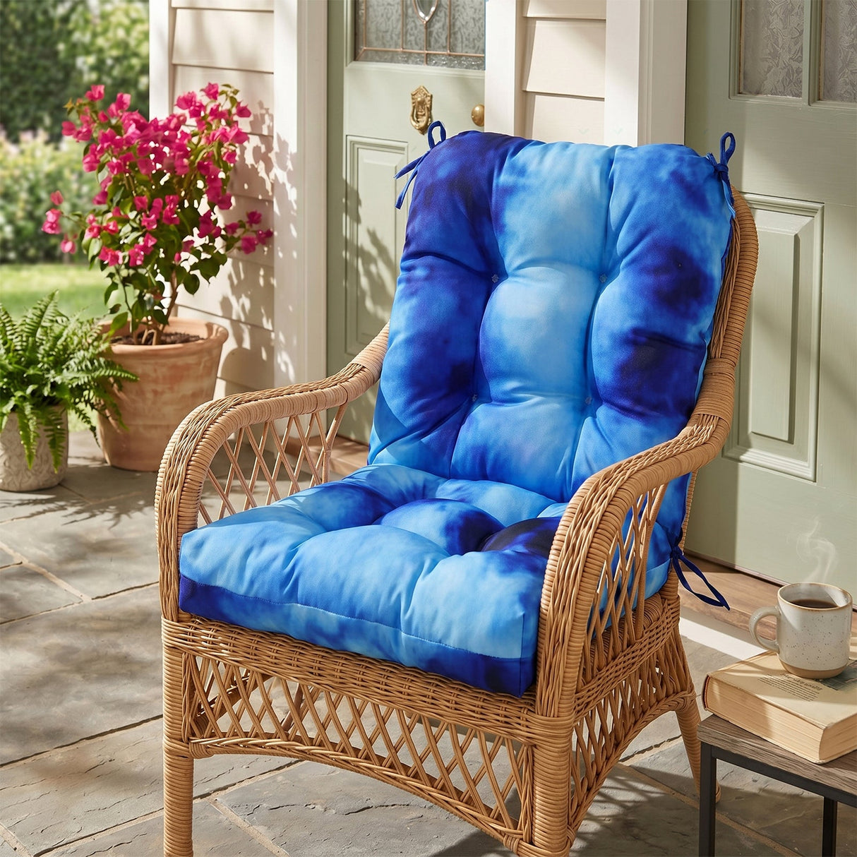 Tufted Outdoor/Indoor Seat/Back Chair Cushions, Set of 2, 42'' x 21'' - Eagle Peak