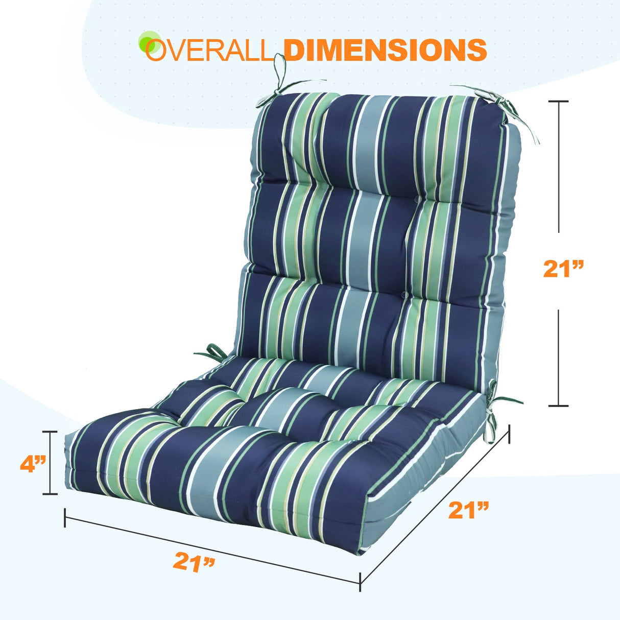 Tufted Outdoor/Indoor Seat/Back Chair Cushions, Set of 2, 42'' x 21'' - Eagle Peak Custom Canopy Tent