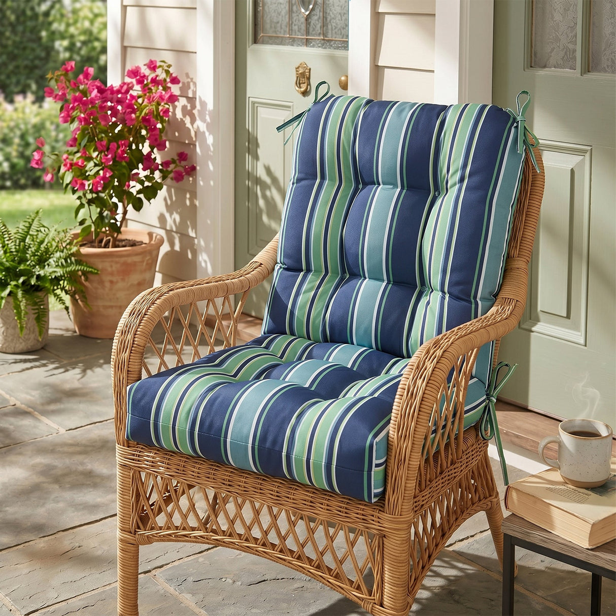 Tufted Outdoor/Indoor Seat/Back Chair Cushions, Set of 2, 42'' x 21'' - Eagle Peak