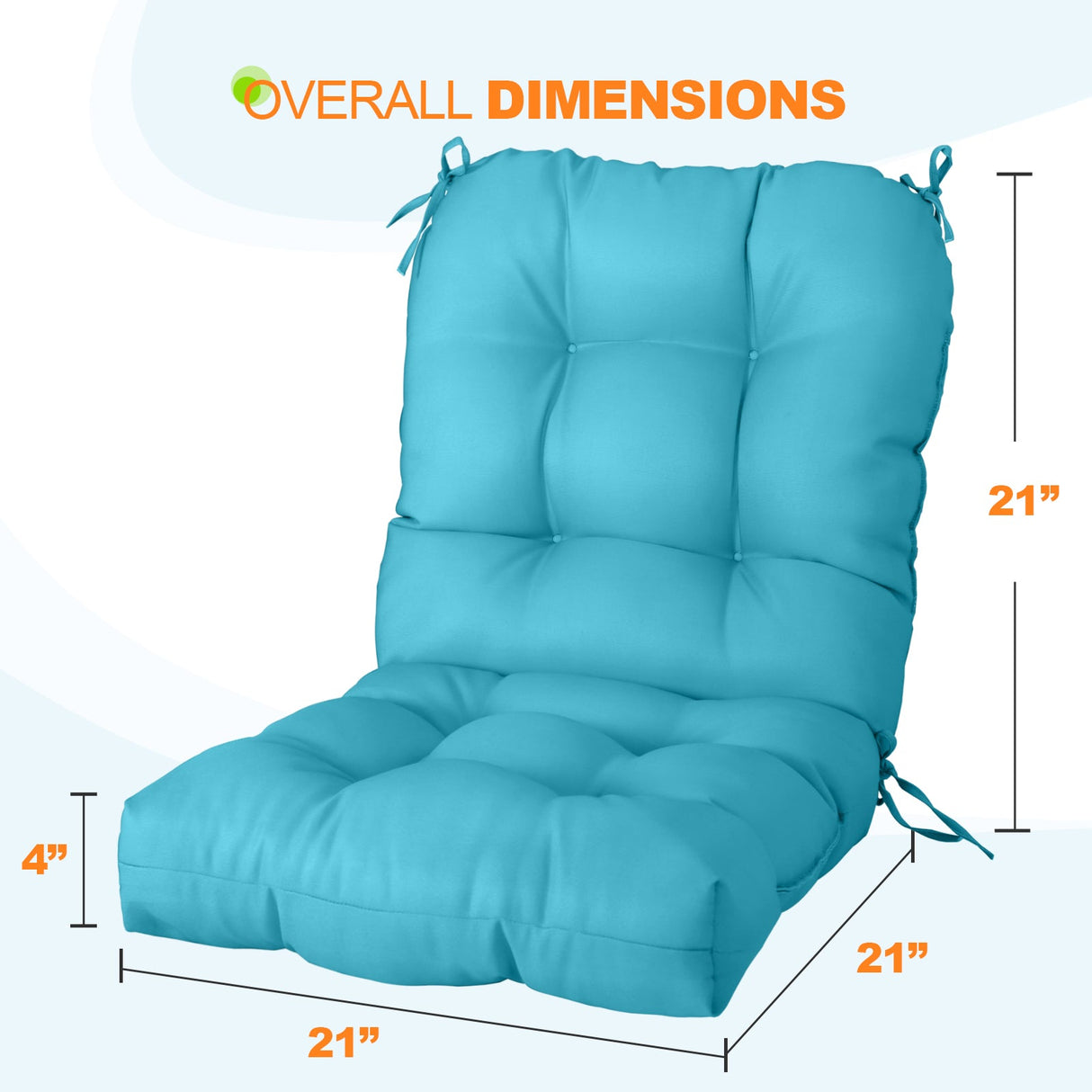 Tufted Outdoor/Indoor Seat/Back Chair Cushions, Set of 4, 42'' x 21'' - Eagle Peak Custom Canopy Tent