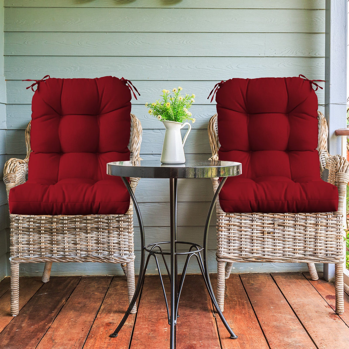 Tufted Outdoor/Indoor Seat/Back Chair Cushions, Set of 4, 42'' x 21'' - Eagle Peak Custom Canopy Tent