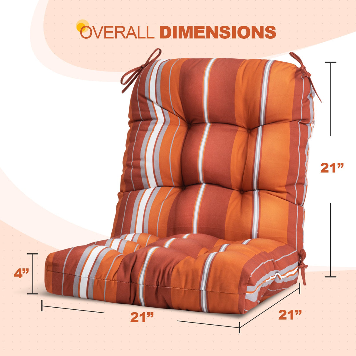 Tufted Outdoor/Indoor Seat/Back Chair Cushions, Set of 4, 42'' x 21'' - Eagle Peak Custom Canopy Tent