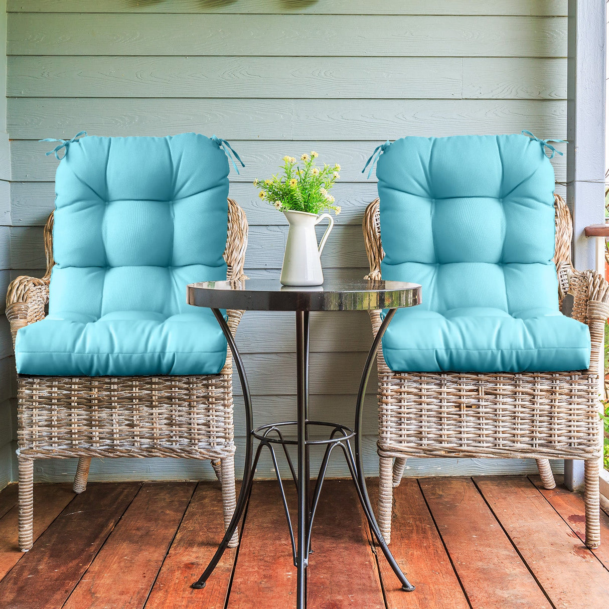 Tufted Outdoor/Indoor Seat/Back Chair Cushions, Set of 4, 42'' x 21'' - Eagle Peak Custom Canopy Tent