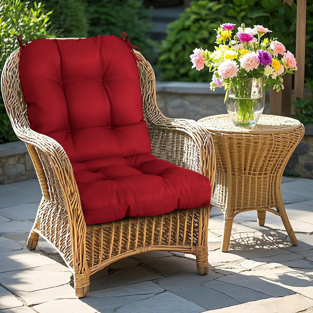 Tufted Outdoor/Indoor Seat/Back Chair Cushions, Set of 4, 42'' x 21'' - Eagle Peak Custom Canopy Tent