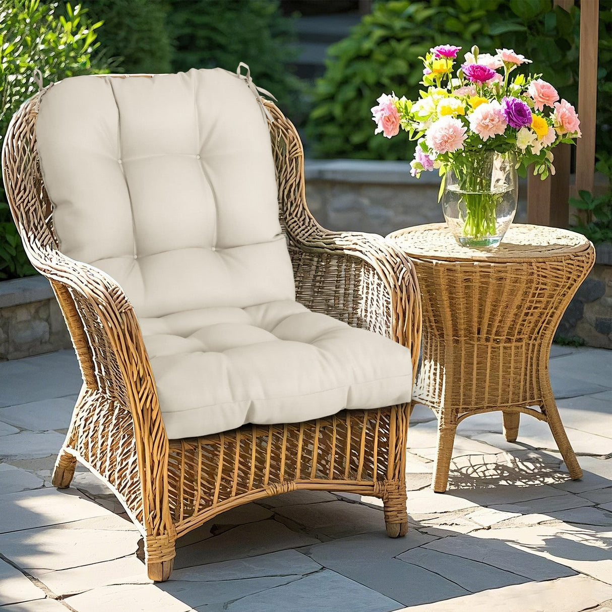 Tufted Outdoor/Indoor Seat/Back Chair Cushions, Set of 4, 42'' x 21'' - Eagle Peak Custom Canopy Tent