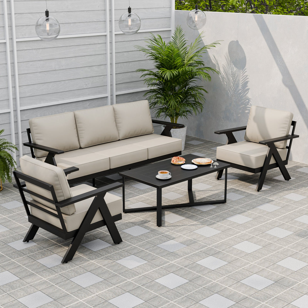 Urban Slate 4 Piece Modern Outdoor Patio Furniture Set - Eagle Peak Custom Canopy Tent