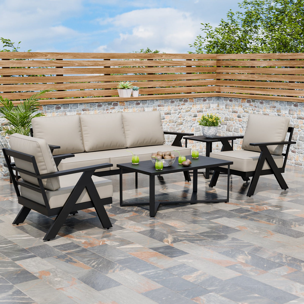 Urban Slate 5 Piece Modern Outdoor Patio Furniture Set - Eagle Peak Custom Canopy Tent