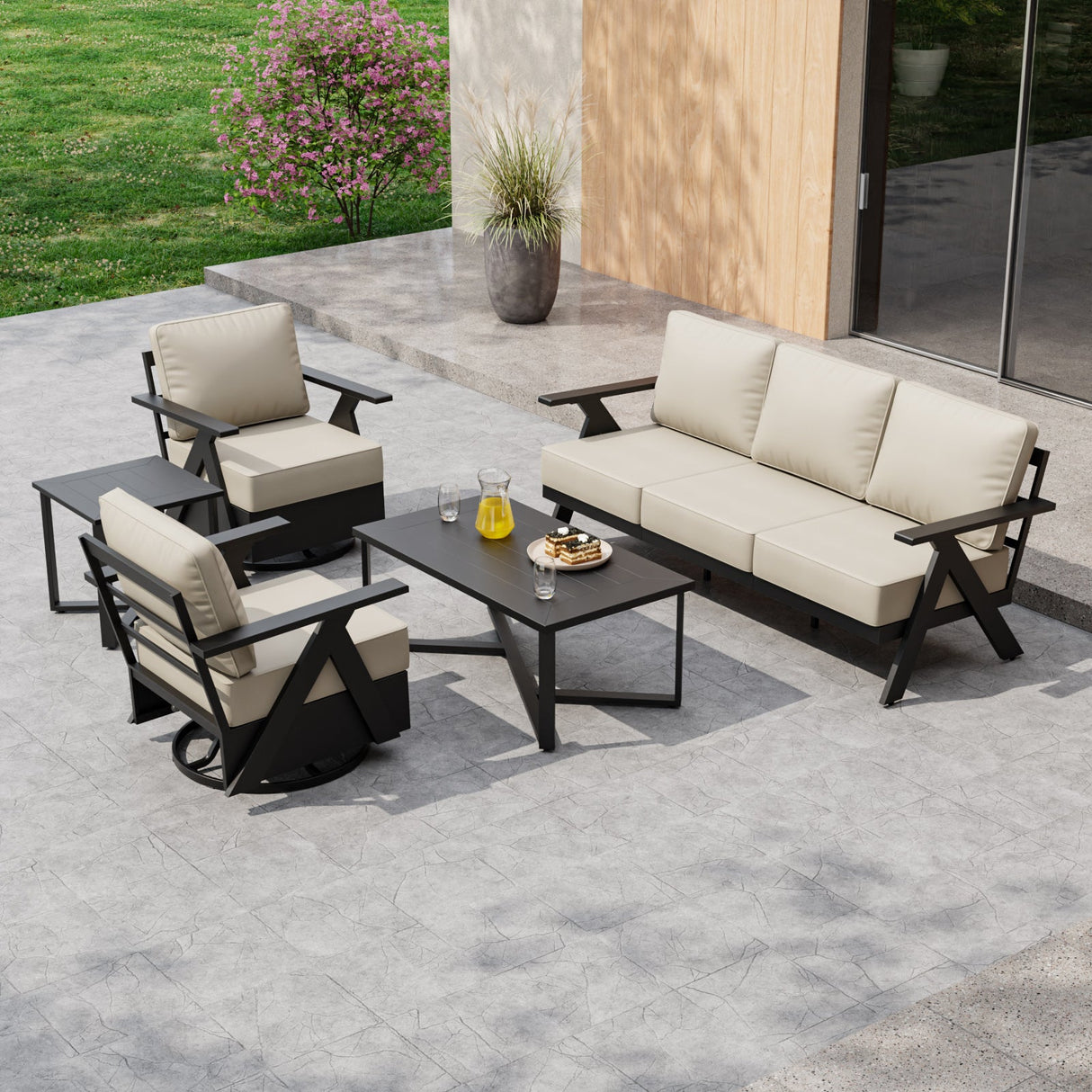 Urban Slate 5 Piece Modern Outdoor Patio Furniture Set - Eagle Peak Custom Canopy Tent