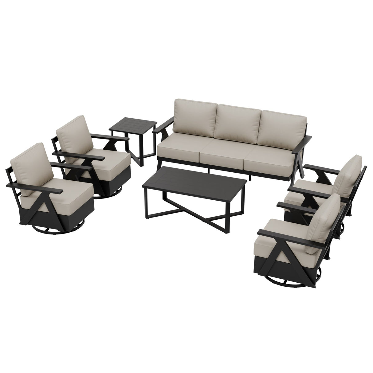 Urban Slate 7 Piece Modern Outdoor Patio Furniture Set - Eagle Peak Custom Canopy Tent