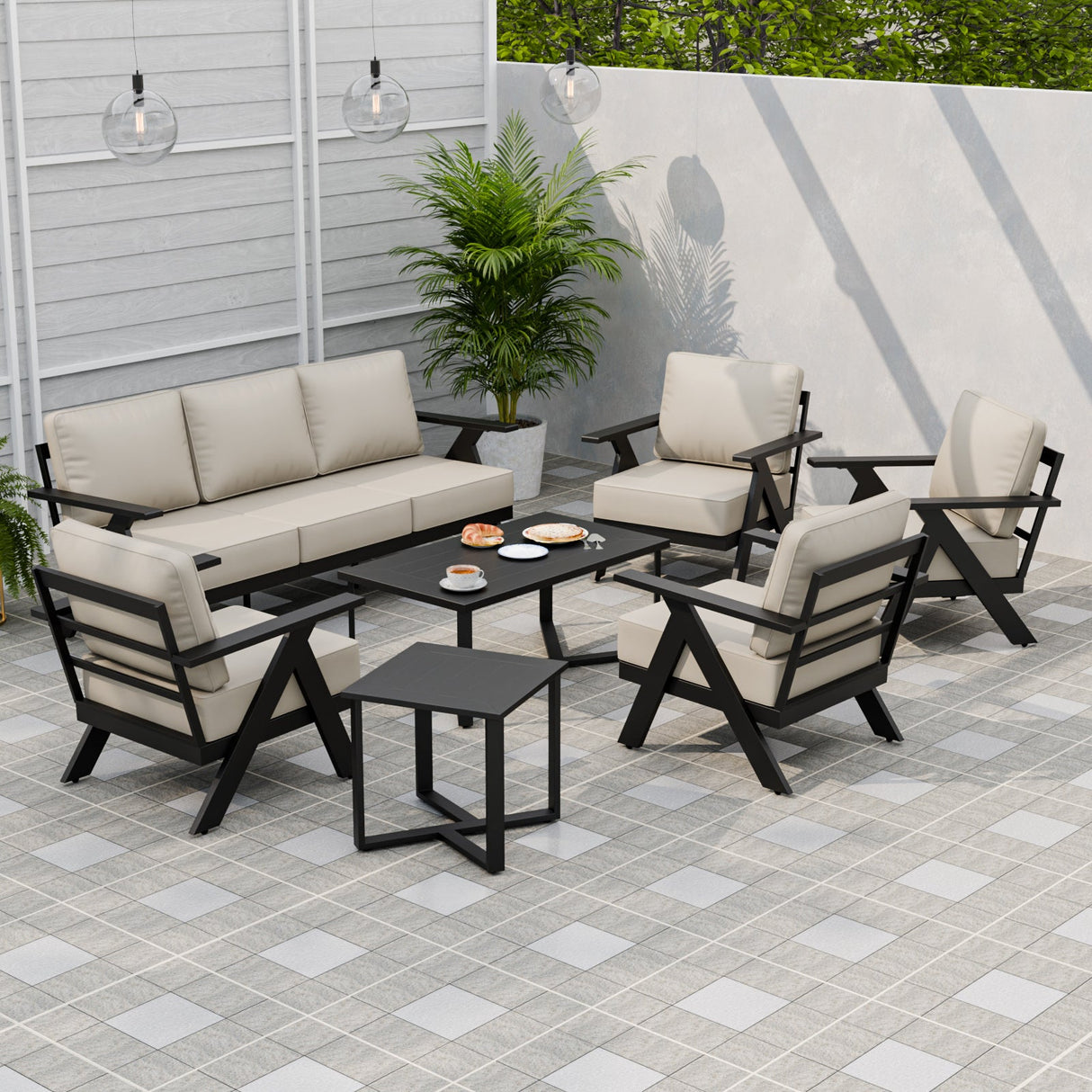 Urban Slate 7 Piece Modern Outdoor Patio Furniture Set - Eagle Peak Custom Canopy Tent