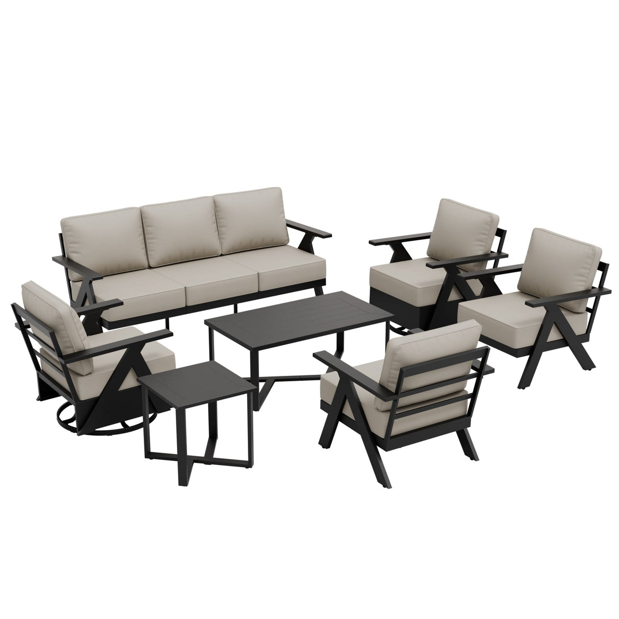 Urban Slate 7 Piece Modern Outdoor Patio Furniture Set - Eagle Peak Custom Canopy Tent