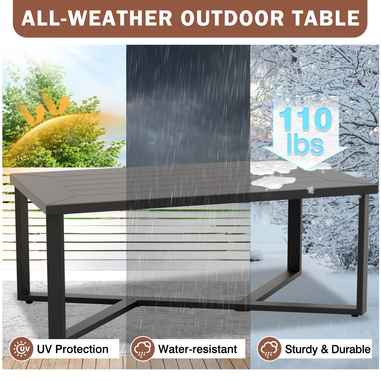 Urban Slate Modern Outdoor Coffee Table/Side Table, Black - Eagle Peak Custom Canopy Tent