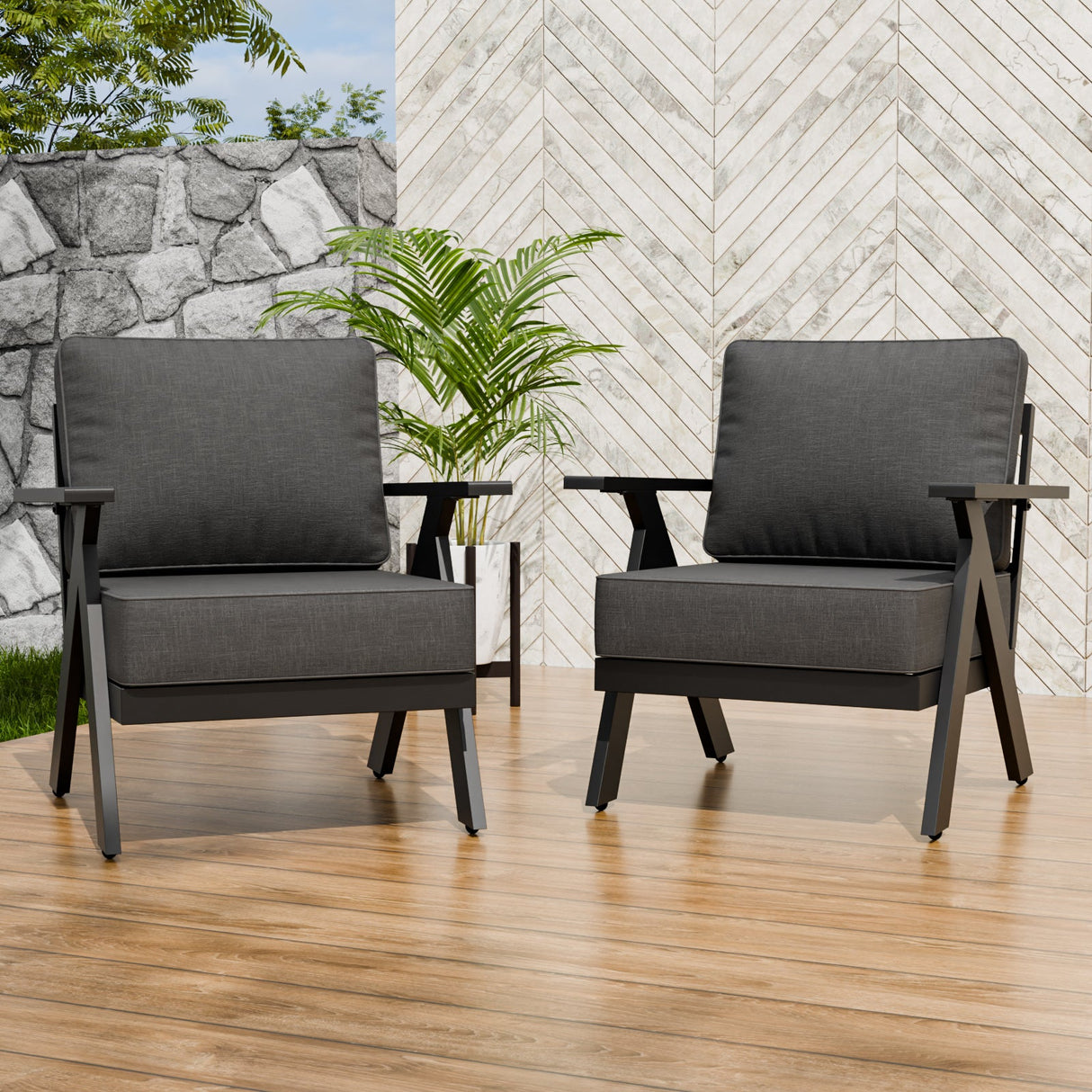 Urban Slate Modern Patio Accent Chair Set of 2/4 - Eagle Peak Custom Canopy Tent
