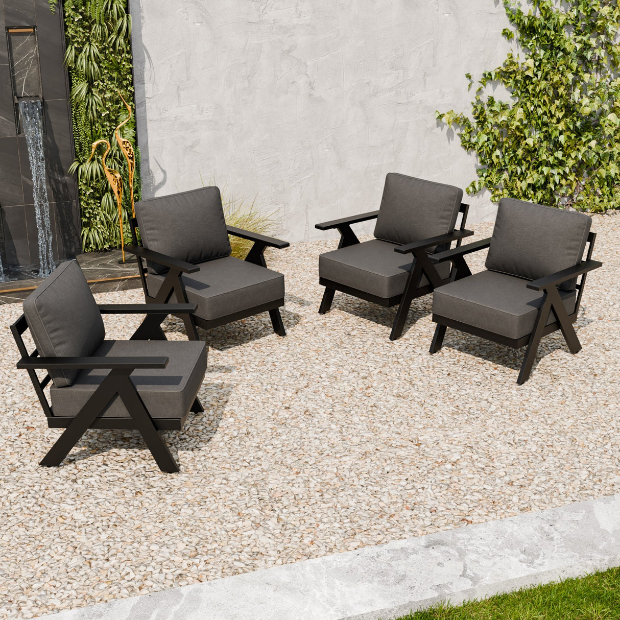 Urban Slate Modern Patio Accent Chair Set of 2/4 - Eagle Peak Custom Canopy Tent
