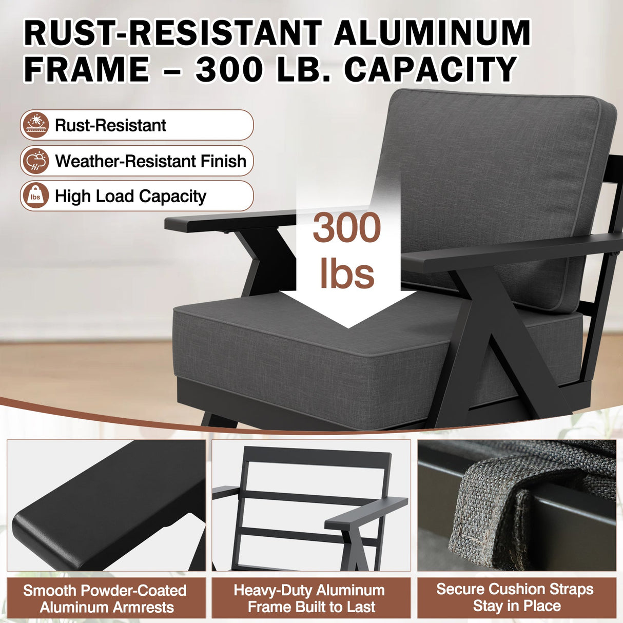 Urban Slate Modern Patio Accent Chair Set of 2/4 - Eagle Peak Custom Canopy Tent