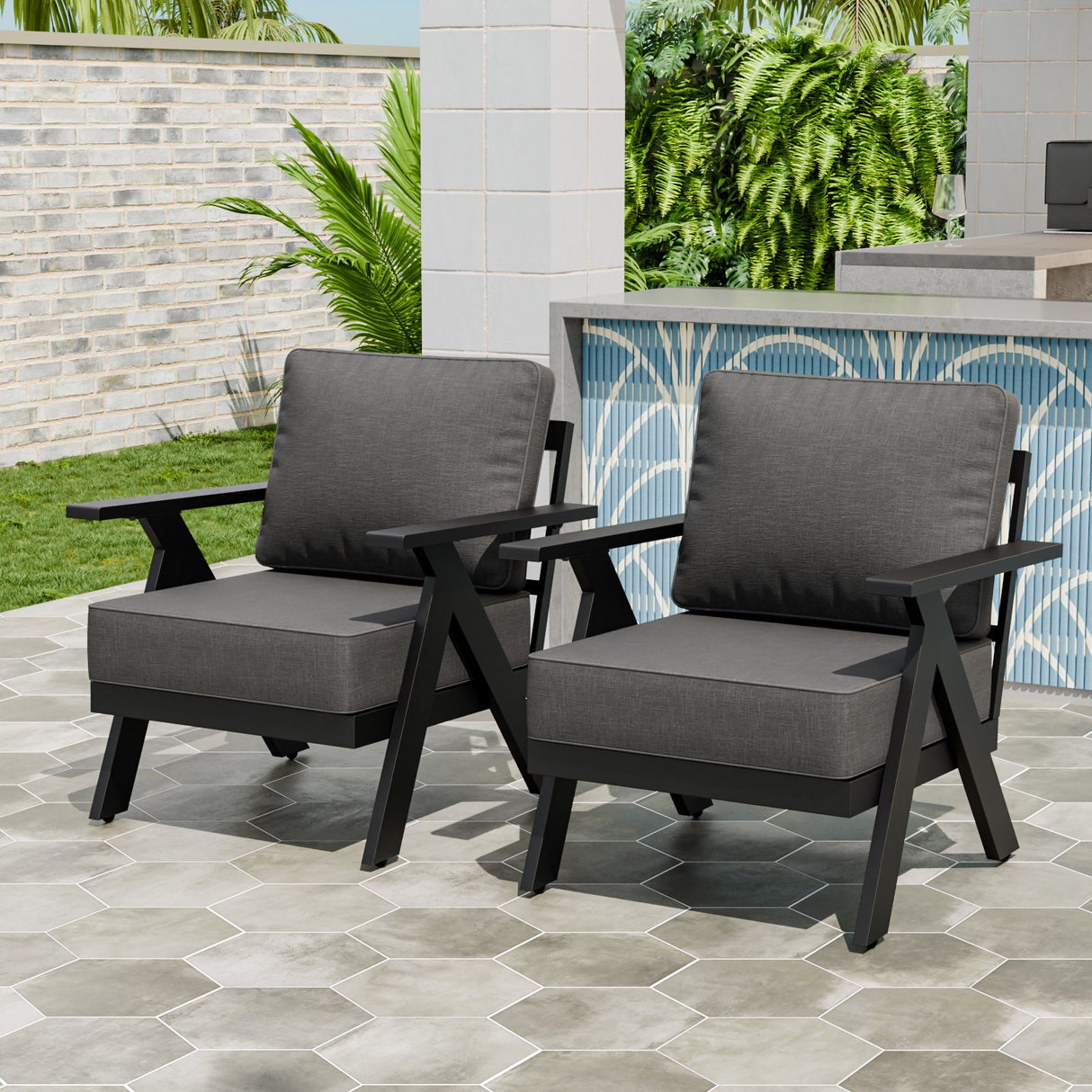 Urban Slate Modern Patio Accent Chair Set of 2/4 - Eagle Peak Custom Canopy Tent