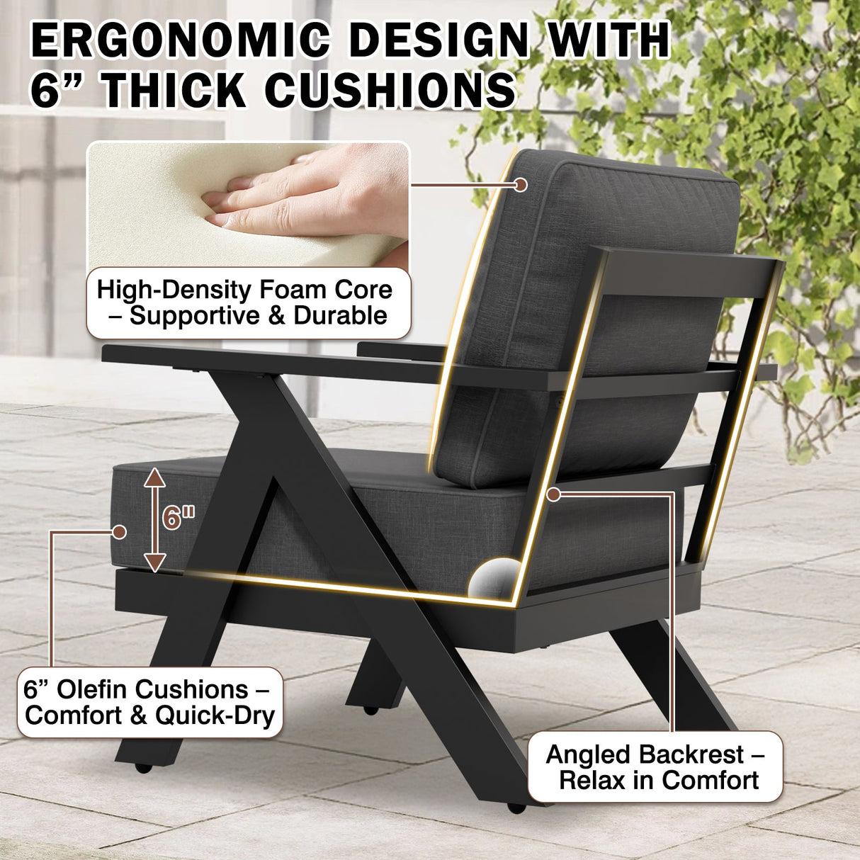 Urban Slate Modern Patio Accent Chair Set of 2/4 - Eagle Peak Custom Canopy Tent