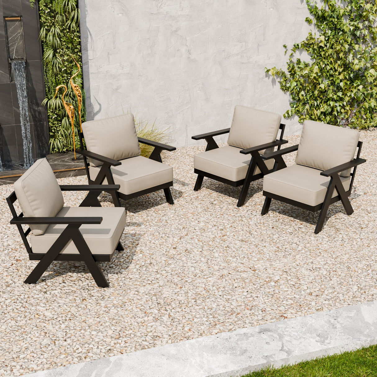 Urban Slate Modern Patio Accent Chair Set of 2/4 - Eagle Peak Custom Canopy Tent