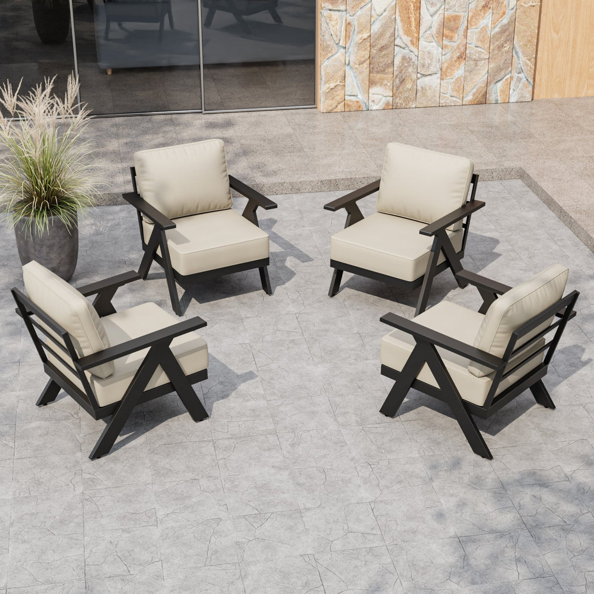 Urban Slate Modern Patio Accent Chair Set of 2/4 - Eagle Peak Custom Canopy Tent