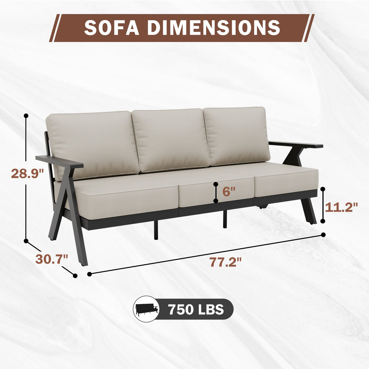 Urban Slate Modern Patio Couch Outdoor Sofa - Eagle Peak Custom Canopy Tent