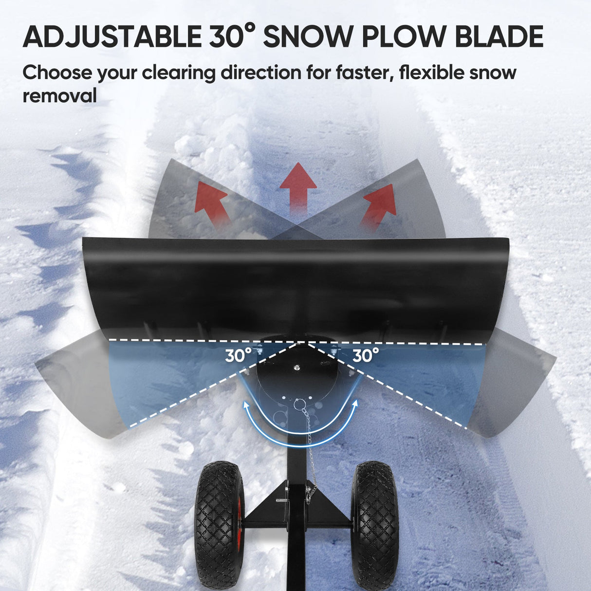 Wheeled Snow Shovel for Driveway 29”x16.5” Blade, Single/Dual Rod - Eagle Peak Custom Canopy Tent