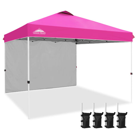 EAGLE PEAK Commercial Pop up Canopy with 1 Sidewall, Heavy Duty Canopy Tent 12x12, Roller Bag and 4 Weight Bags