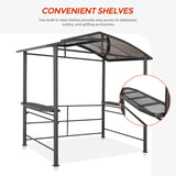 EAGLE PEAK 8x5 BBQ Grill Gazebo Steel Frame Double-Tier Polycarbonate with Shelves Serving Tables