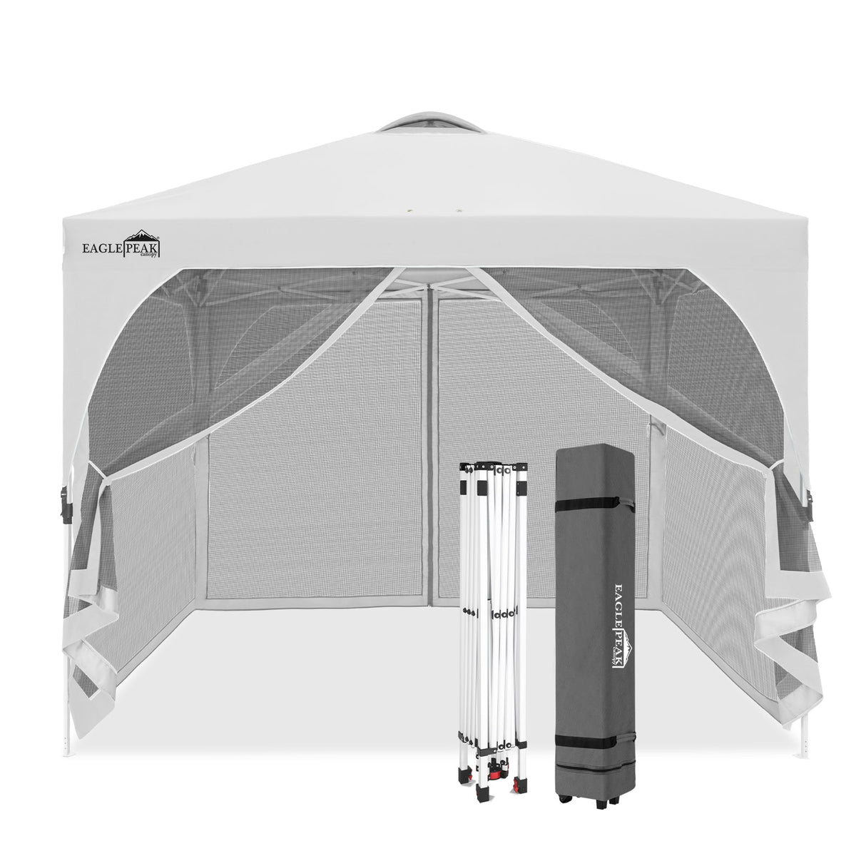 EAGLE PEAK 10x10 Outdoor Pop Up Canopy Tent, Pop Up Screenhouse with Mosquito Netting, Vented Top and Wheeled Carrying Bag - Eagle Peak®